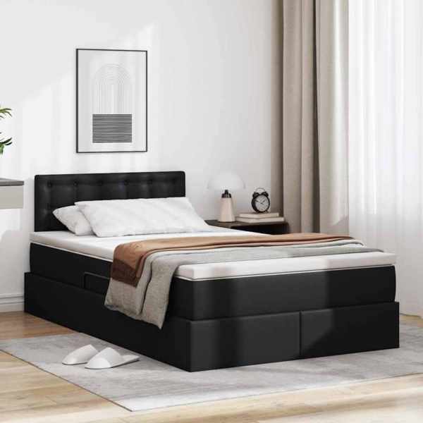 vidaXL Bett mit Stauraum und LED Schwarz 120 x 200 cm Kunstleder 3371025