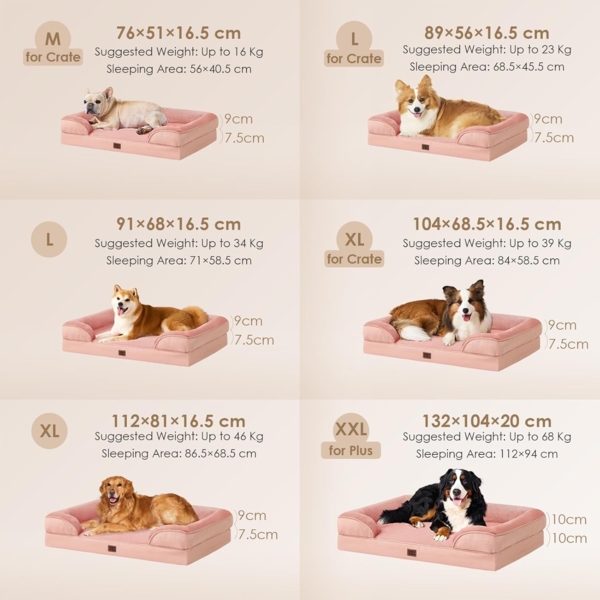 EHEYCIGA Orthopädisches Hundebett Grosse Hunde, Memory Foam, Mittelgroße Hunde, Waschbar Wasserdicht, rutschfest, mit Hohem Rand Bild 5