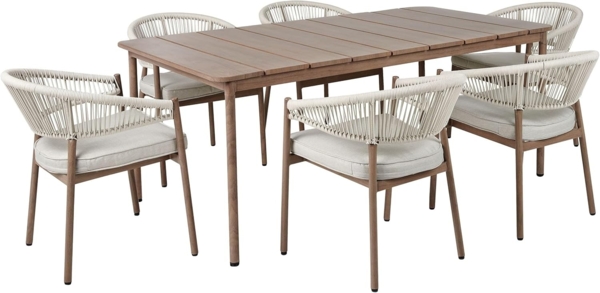 Essgruppe für 6 Personen FLAVIA Metall 185x96x76 cm Taupe