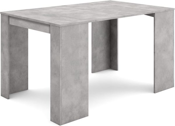 Skraut Home – Ausziehbarer Konsolentisch bis 140 cm – Maße geschlossen: 78 x 90 x 50 cm – Widerstandsfähiges Material – Zement – Ideal für Ihr Esszimmer, Wohnzimmer oder Ihren Schreibtisch