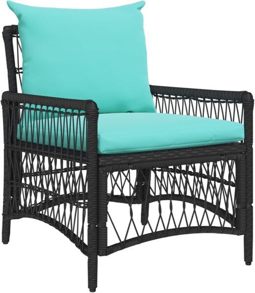 vidaXL Gartenstuhl mit Kissen Schwarz 73 x 61 x 77 cm Poly-Rattan 42006225