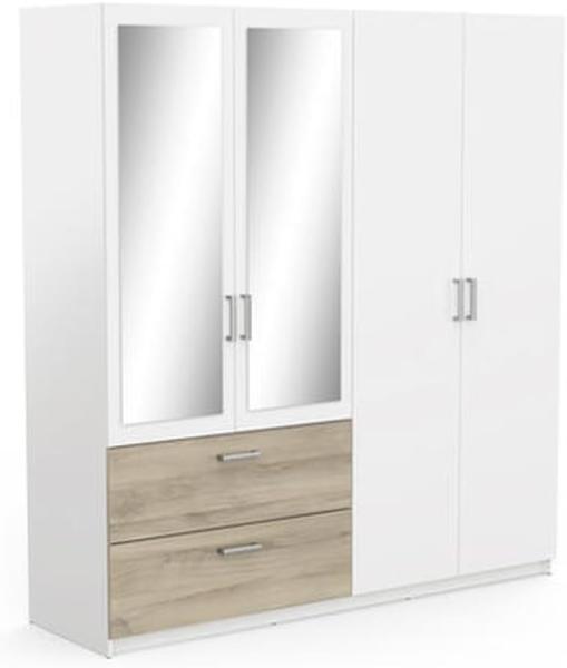 Kleiderschrank >Ready2< in Eiche/weiss aus Holzwerkstoff - 178x192x51cm (BxHxT)