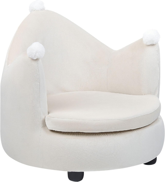 Kindersessel Samtstoff hellbeige Kronenform VEGA