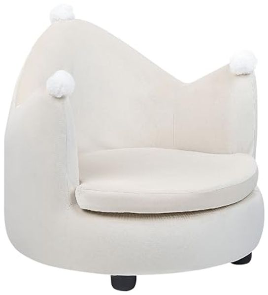 Kindersessel Samtstoff hellbeige Kronenform VEGA