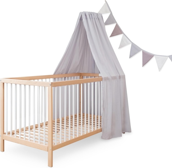 Ehrenkind Hängedekoration Deko Babybett, Kinderzimmer-Deko-Set (Kinderzimmer Deko), Baldachin & Wimpelkette für magische Momente, hochwertige Materialien