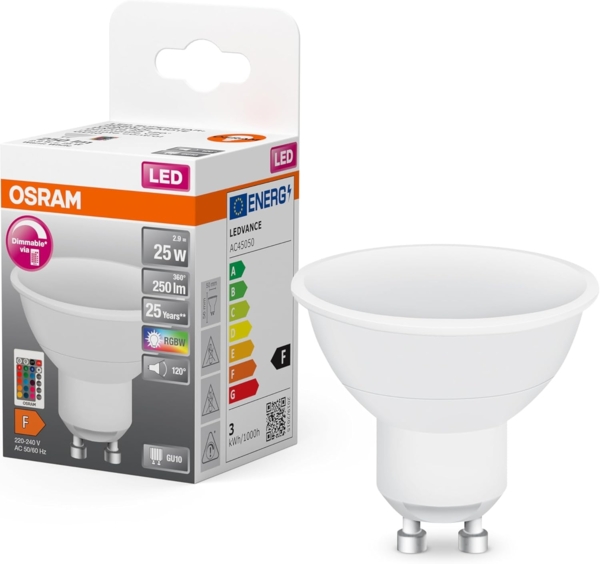 OSRAM LED Retrofit RGBW Lampen mit Fernbedienung 25 120 ° 4,2 W/2700 K GU10 FR