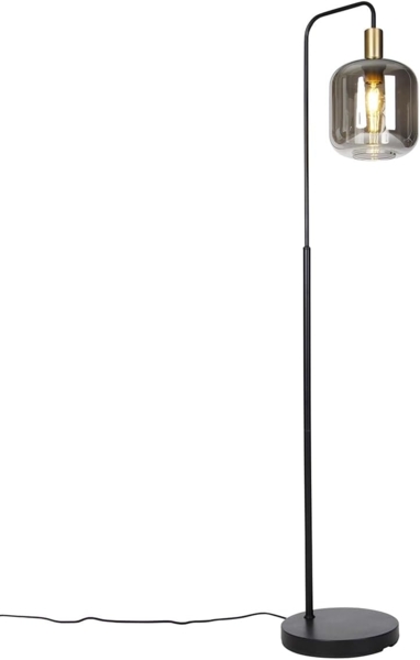 Qazqa Stehlampe Zuzanna, LED wechselbar, E27, Grau, Design, Glas, 1-flammig