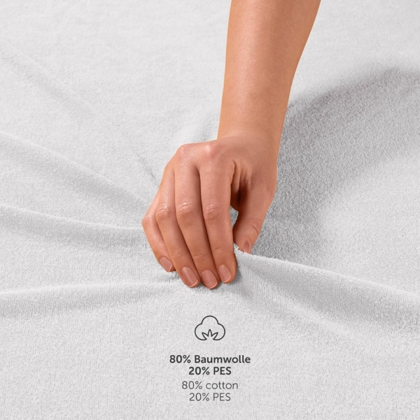 Blumtal® Frottee Spannbettlaken - Kuschelig weiches Bettlaken 160x200 cm, Oeko-Tex 100 Zertifiziert, bis 22cm Matratzenhöhe, Weiß Bild 4