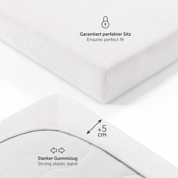 Blumtal® Frottee Spannbettlaken - Kuschelig weiches Bettlaken 160x200 cm, Oeko-Tex 100 Zertifiziert, bis 22cm Matratzenhöhe, Weiß Bild 3