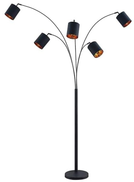 Lindby Stehlampe Abiram, LED, Metall, Schwarz IP20, 5x8 W LED