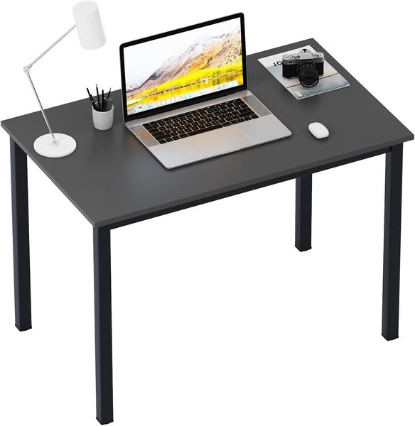 sogesfurniture Schreibtisch Computertisch Büromöbel PC Tisch, Stabil Bürotisch Arbeitstisch Esstisch aus Holz und Stahl, Einfache Montage, 100 x 60 x 75 cm, Schwarz AC3B-100-SF
