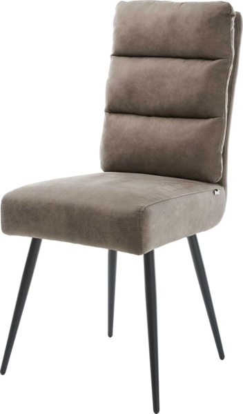 Esszimmerstuhl Pela-Flex Mikrofaser Taupe Vintage 4-Fuß konisch Schwarz Taschenfederkern