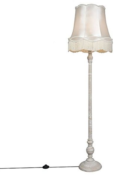Qazqa Stehlampe Classico, ohne Leuchtmittel, Warmweiß, QAZQA Stehlampe, e27, Crème, Holz, Retro
