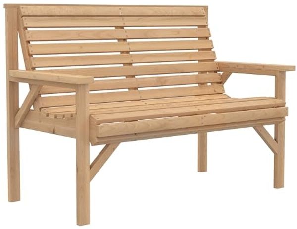Outsunny Gartenbank (Set, 1-St, 1 Bank), Ergonomisch, wetterfest, Massivholz, 2-Sitzer