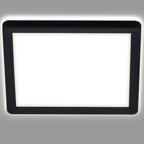 BRILONER Leuchten - LED Panel, Deckenleuchte, Deckenlampe mit Hintergrundbeleuchtungseffekt, 12 Watt, 1400 Lumen, 4000 Kelvin, Weiß-Schwarz, Quadratisch, 19x19 cm, 7153-415