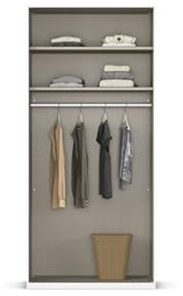 Rauch Möbel Alabama, Kleiderschrank für Schlafzimmer, Kinderzimmer, Wohnzimmer, Garderobe, Flur, 2-türig, Spiegel, mit Zubehör Basic, Farbe Grau metallic, Schwarz, Breite 91 cm Bild 6