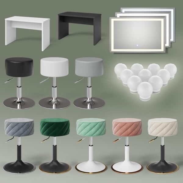 Livinity® Schminktisch Monza, Weiß, mit LED-Spiegel und Hocker Bild 7