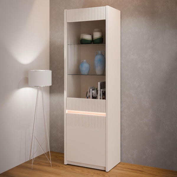 FORTE Vitrine Oak Square Vitrine, Beleuchtung, Glastüre, grifflos