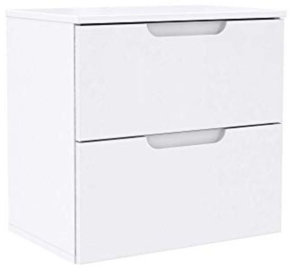 FORTE Sienna Nachttisch mit 2 Schubladen, Holzwerkstoff, 14 x 49,7 x 50,4 cm