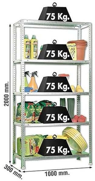 Simonrack Schwerlastregal, Lagerregal, 200 x 100 x 30 Metallregal, Kellerregal, Biegestelle 75 kg, 5 Fachböden, Galvanisiert - Advantage Bild 3
