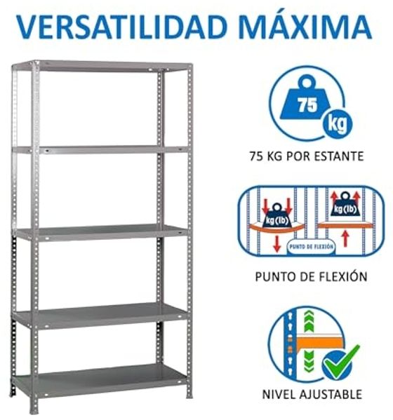 Simonrack Schwerlastregal, Lagerregal, 200 x 100 x 30 Metallregal, Kellerregal, Biegestelle 75 kg, 5 Fachböden, Galvanisiert - Advantage Bild 5