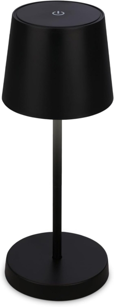 BRILONER – LED Tischlampe Kabellos, Dimmbare Nachttischlampe Touch, Schreibtischlampe, Leselampe, Tischleuchte Outdoor und Indoor, USB-C, Camping Lampe, Warmweißes Licht, Schwarz