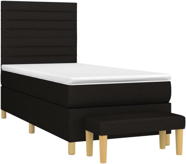 vidaXL Boxspringbett mit Matratze Schwarz 90x200 cm Stoff 3137207