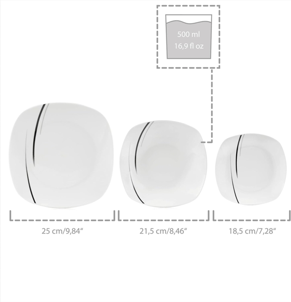 Porzellan Geschirrset Bilgola Black Lines, Kombiservice 24 teilig für 6 Personen Bild 3