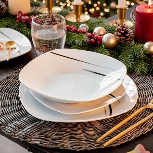 Porzellan Geschirrset Bilgola Black Lines, Kombiservice 24 teilig für 6 Personen Bild 2