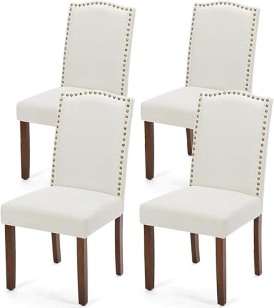 DUMOS Esszimmerstühle 4er Set, Elegant und Schön Modern Stühle Esszimmer, Pu-Leder Gepolstert küchenstühle, Esszimmerstuhl Geeignet für Küche, Wohnzimmer, Schlafzimmer (Beige)