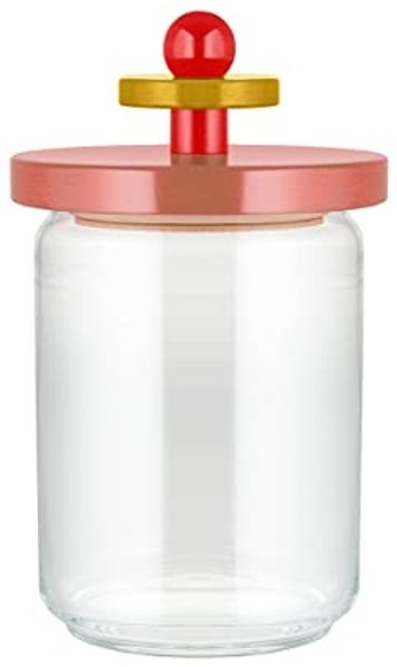 Alessi Vorratsdose Sottsass Collection Twergi Rosa 1000 ml, Buchenholz, Glas, (1-tlg)