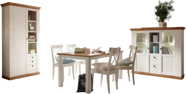 Esszimmer Set Hemsby in weiß Pinie / Eiche Landhaus