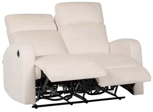 2-Sitzer Sofa Samtstoff creme elektrisch verstellbar VERDAL