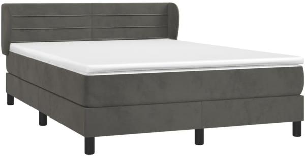 vidaXL Boxspringbett mit Matratze, Samt dunkelgrau, 180 x 200 cm