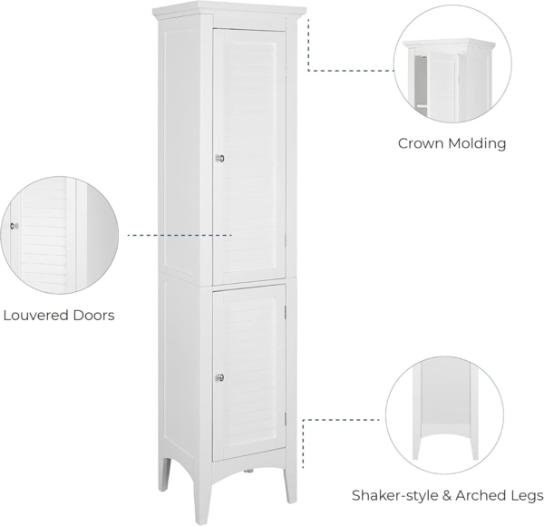 Versanora Badezimmer-Hochschrank Badmöbel Badregal Holzschrank Weiß Teamson ELG-588 Bild 6