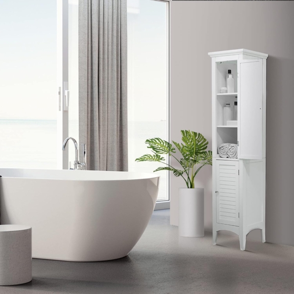 Versanora Badezimmer-Hochschrank Badmöbel Badregal Holzschrank Weiß Teamson ELG-588 Bild 8