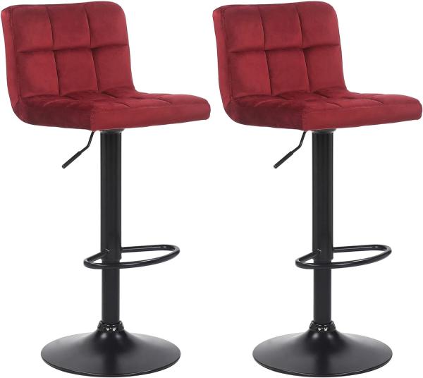 2er Set Barhocker Feni Samt (Farbe: rot)