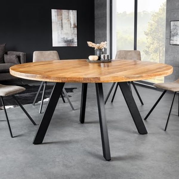riess-ambiente Esstisch IRON CRAFT 140cm natur/schwarz - Mango-Massivholz, Eisen-Beine, rund (Einzelartikel, 1-St), Industrial Design & bis zu 6 Personen – ideal für Dein Loft-Esszimmer