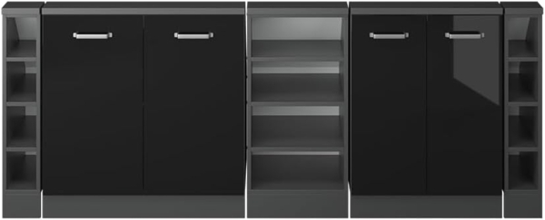 Küchenschrank für Dachschrägen R-Line Schwarz Hochglanz 215 cm 5er Set Vicco Bild 5