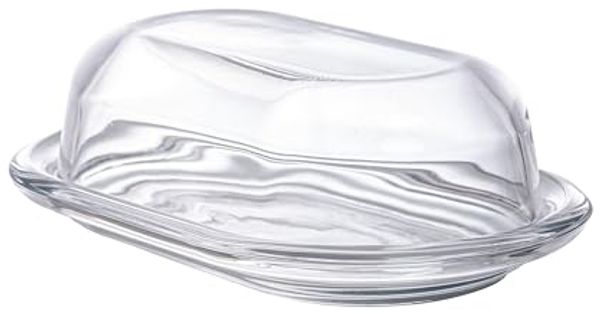 Pasabahce Basic - Butterdose, 19,5 x 13 cm aus Glas mit Deckel Schale Butterbox
