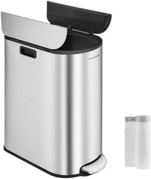 Songmics Mülleimer Küche, Mülltrennsystem 2 Fächer, 30 L und 20 L