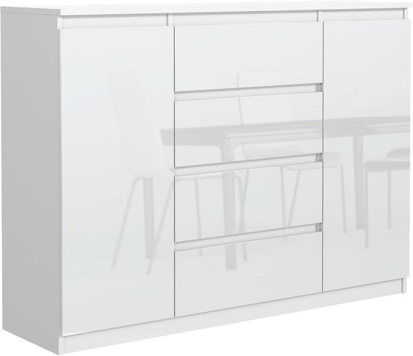 meble masztalerz Kommode Mit 2 Türen & 4 Schubladen, 120 cm – Hochglanzfront/Matt, modern