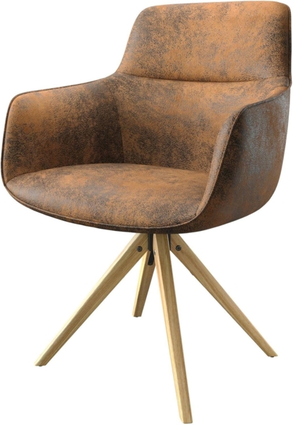 Drehstuhl Pejo-Flex Braun Antik Holzgestell kantig 180° drehbar