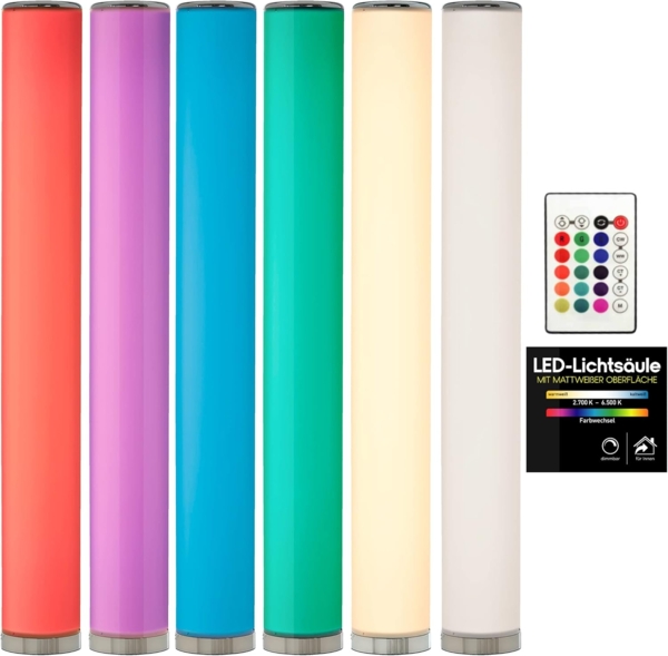 BONETTI LED Stehlampe LED Lichtsäule mit 8 Lichtfarben und praktischer Fernbedienung, Tageslichtweiß, Kaltweiß, Rot, Grün, Blau, Lila, Orange, Gelb, Cyan, geringer Stromverbrauch