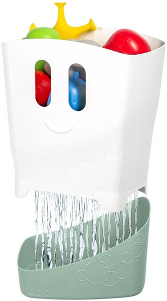Ubbi Freestanding Bath Toy Organizer Bath Caddy with Removable Drying Rack Bin & Scoop for Toddlers + Baby, Sage