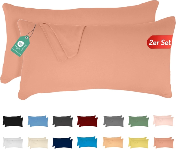 Livessa Kissenbezug 50x70 2er Set - Verdeckter Reißverschluss an der Langen Seite, Kopfkissenbezug aus%100 Baumwolle Jersey Stoff, Ultra weich und atmungsaktiv, Oeko-Tex Zertifiziert Bild 1