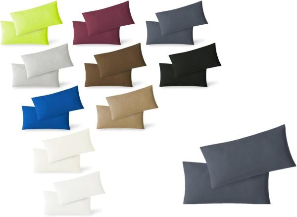Jersey Kissenbezug, 2er Set, Baumwolle, Anthrazit, 40x60 cm