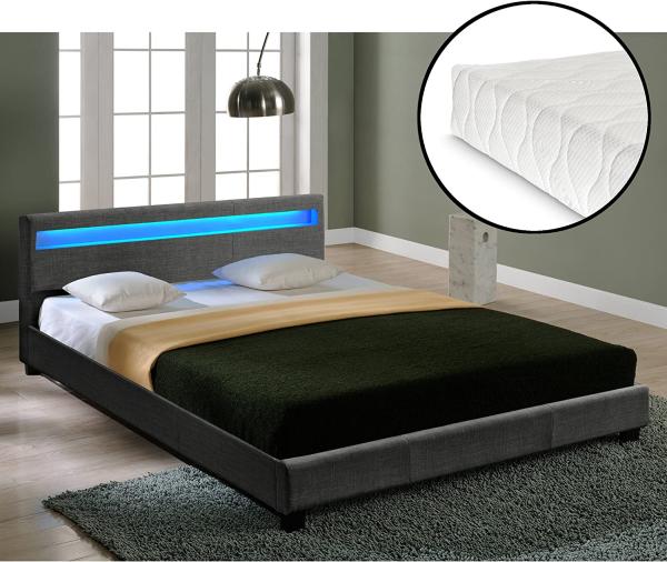 Corium 'Skagen' Polsterbett, Stoff grau, 180x200 cm, mit Matratze, mit Beleuchtung Bild 3