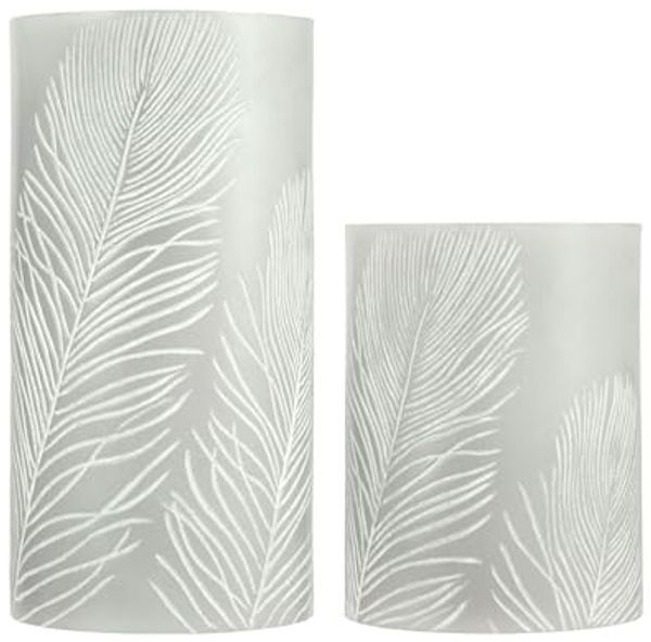 Pauleen LED Dekolicht LED-Kerze Cosy Feather, 2er Set, Wachskerze mit Timer Grau