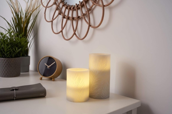 Pauleen LED Dekolicht LED-Kerze Cosy Feather, 2er Set, Wachskerze mit Timer Grau Bild 3